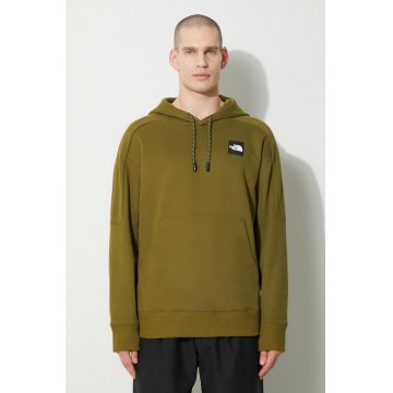 The North Face hanorac de bumbac U The 489 Hoodie bărbați, culoarea verde, cu glugă, cu imprimeu, NF0A87D7PIB1