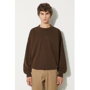 Vans hanorac de bumbac Premium Classics LX Crew Fleece barbati, culoarea maro, neted, VN000GBW3N11