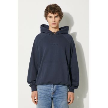 Vans hanorac de bumbac Premium Classics LX Hoodie Fleece barbati, culoarea albastru marin, cu glugă, neted, VN000GZ1D6Q1