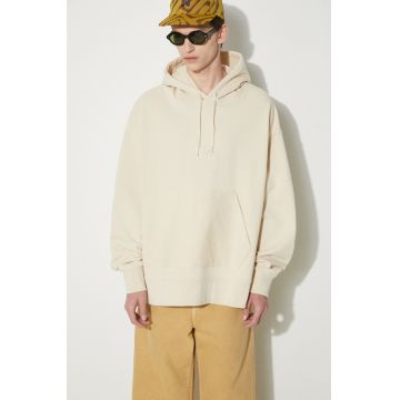 Vans hanorac de bumbac Premium Standards Baggy Fleece Po LX barbati, culoarea bej, cu glugă, neted, VN000GVSCHW1