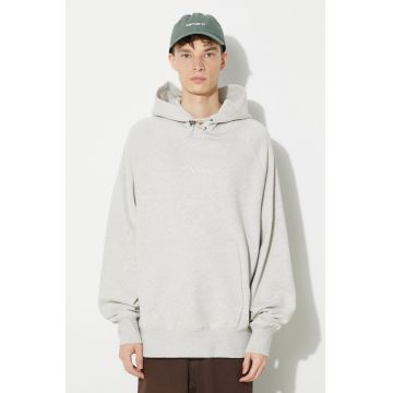 Vans hanorac de bumbac Premium Standards Hoodie Fleece LX barbati, culoarea bej, cu glugă, melanj, VN000GZ1RKZ1