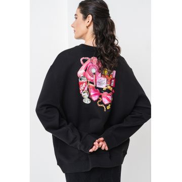 Bluza de trening cu decolteu la baza gatului si imprimeu