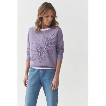 Bluza de trening cu design in relief si decolteu rotund