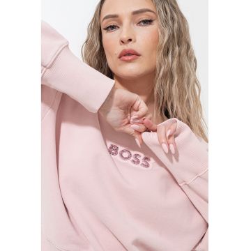 Bluza de trening cu maneci cazute si logo cu strasuri