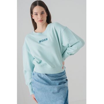 Bluza de trening cu maneci cazute si logo cu strasuri