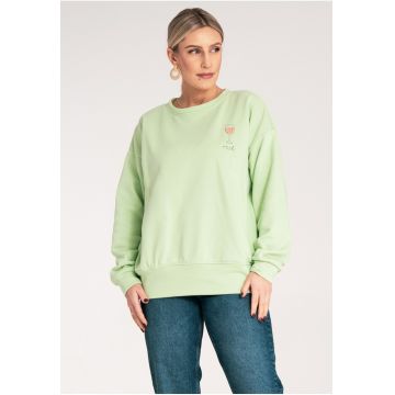 Bluza de trening dama  verde - broderie - bumbac/poliester -