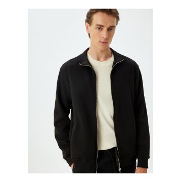 Bluza de trening din amestec de bumbac cu fermoar
