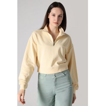 Bluza sport crop cu maneci cazute