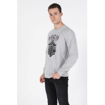 Bluza sport cu decolteu la baza gatului si imprimeu