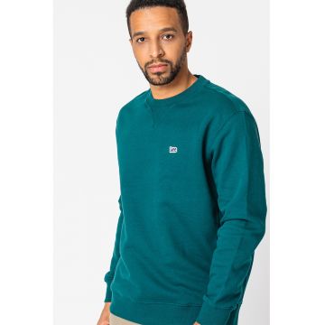 Bluza sport cu decolteu la baza gatului si logo mic brodat