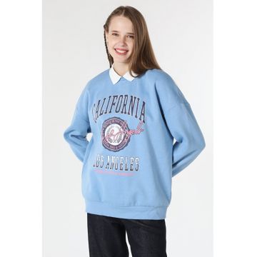 Bluza sport cu imprimeu si maneci cazute
