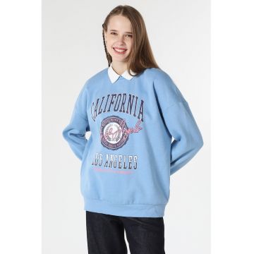 Bluza sport cu imprimeu si maneci cazute