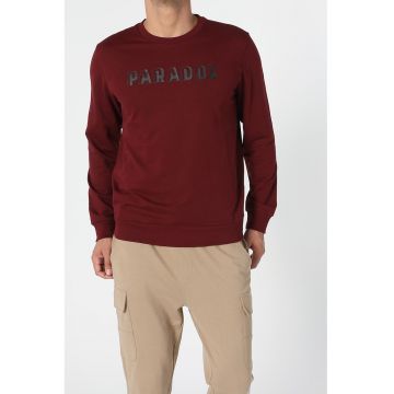 Bluza sport cu imprimeu text - Maro cognac