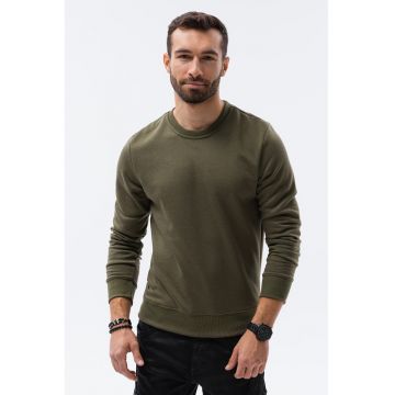 Bluza sport regular fit cu decolteu la baza gatului - Verde militar -