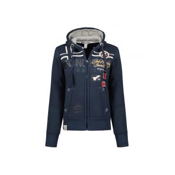 Hanorac dama  Gardock - bleumarin - bumbac-poliester - cu gluga - broderie - maneca lunga -