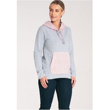 Hanorac dama -  M1045 - roz/gri - bumbac/elastan -