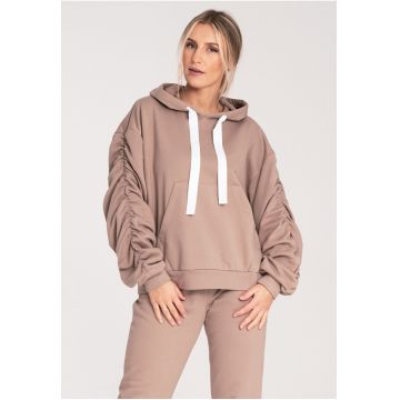 Hanorac dama -  M1055 - maneci largi - bej - bumbac