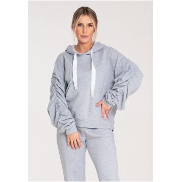 Hanorac dama -  M1055 - maneci largi - gri - bumbac