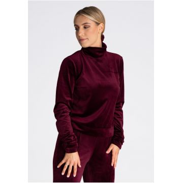 Hanorac dama  M967 - visiniu - poliester - cu maneci lungi - fara gluga