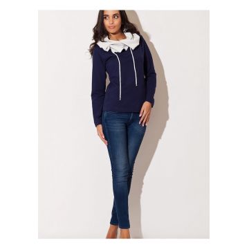 Hanorac dama  maneci lungi - gluga - bumbac 95% elastan 5% - bleumarin
