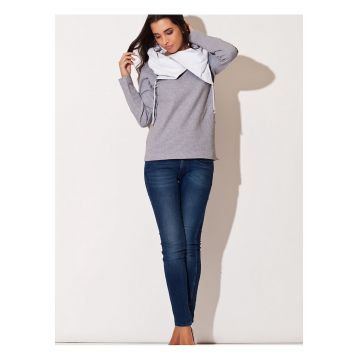 Hanorac dama  maneci lungi - gluga - bumbac 95% elastan 5%