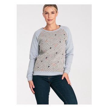 Hanorac dama  simplu - cu maneci lungi - gri - bumbac 98% si elastan 2%