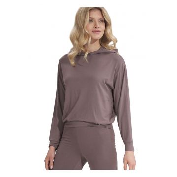 Hanorac dama  subtire - cu gluga - maneci lungi - maro - viscoza -