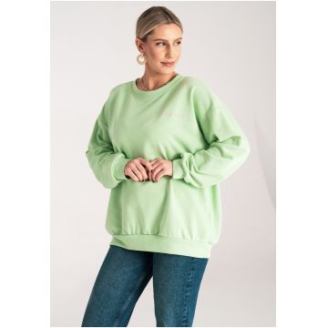 Hanorac de dama  larg - verde - broderie - bumbac/poliester -
