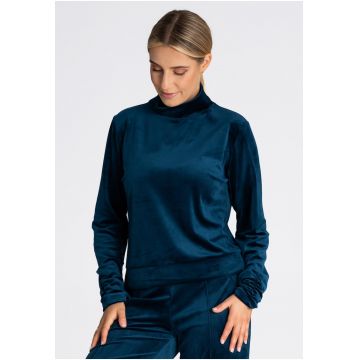 Hanorac de dama  M967 - catifea - bleumarin - guler inalt - maneci lungi