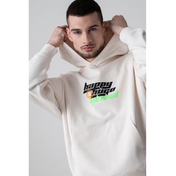Hanorac din bumbac cu logo si buzunar kangaroo