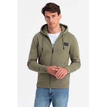 Hanorac regular fit cu fermoar si buzunare