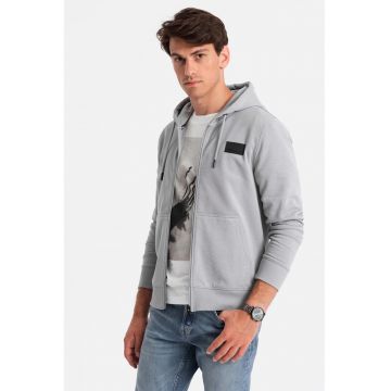Hanorac regular fit cu fermoar si buzunare