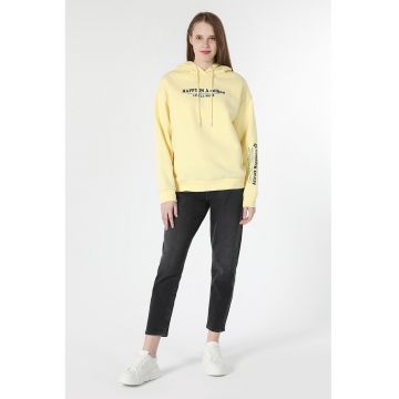 Hanorac regular fit cu imprimeu si snururi