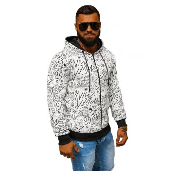 Pulover cu fermoar pentru barbati Alb foc