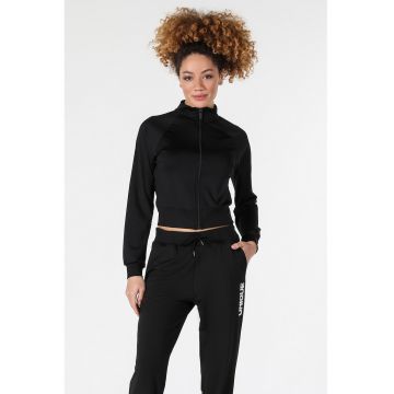 Bluza crop cu fermoar si maneci raglan