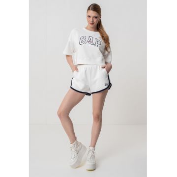 Bluza crop de trening cu imprimeu logo