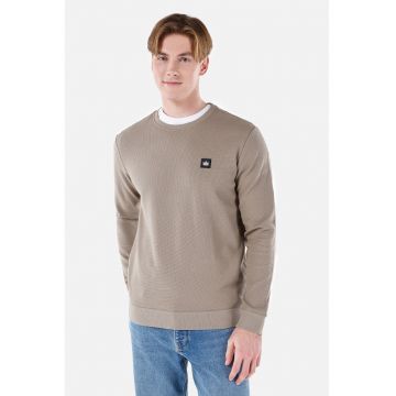 Bluza de trening texturata cu decolteu la baza gatului - Bej -