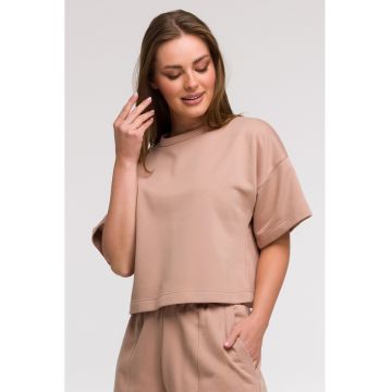 Bluza oversize cu maneci scurte -  Bej -