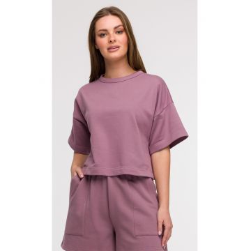 Bluza oversize cu maneci scurte -  Mov