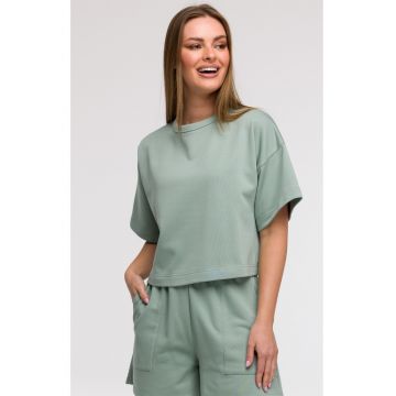 Bluza oversize cu maneci scurte -  Verde menta -