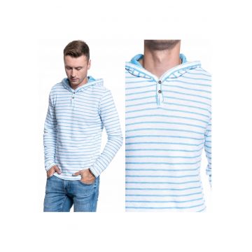 Hanorac Barbati -  Adrian Hood Henley - Material: 100% Bumbac - Croi: Regular Fit - Inchidere: Nasturi - Maneci: Lungi - M Intl - Albastru