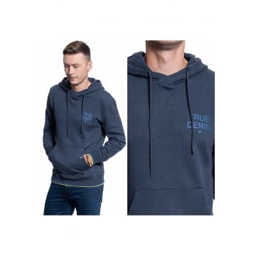 Hanorac Barbati -  Bennet H Hood Print - Material: 100% Bumbac - Croi: Regular Fit - Inchidere: Fara - Numar De Buzunare: 1 - M Intl - Albastru