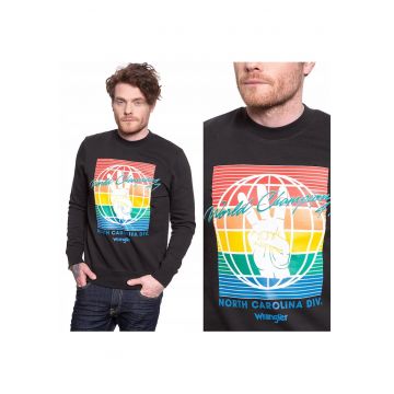 Hanorac Barbati -  Globe Sweat - Croiala Regulara - 100% Bumbac - Fara Inchidere - Maneci Lungi - M Intl - Negru