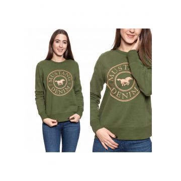 Hanorac Dama -  Bea C Print - Croi Normal - Fara Inchidere - Verde - 100% Bumbac - S Intl - Verde