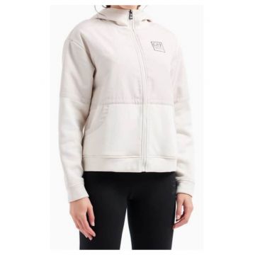 Hanorac dama EA7 Emporio Armani - crem - bumbac 85%