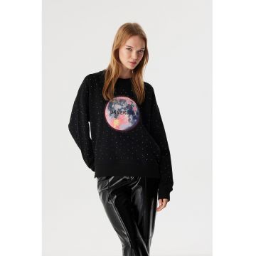 Bluza de trening cu aplicatii si imprimeu