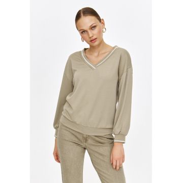 Bluza de trening cu decolteu in V si maneci cazute