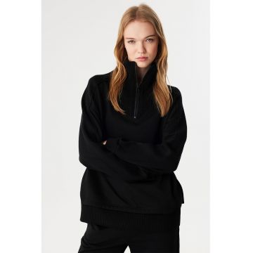 Bluza de trening cu fermoar scurt