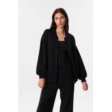 Bluza de trening lejera cu fermoar si strasuri