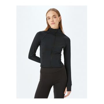 Bluza de trening slim-fit cu fermoar